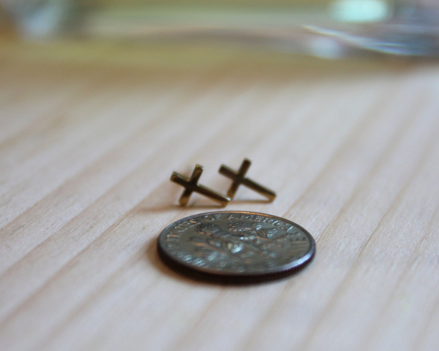 petite gold cross stud, christian jewelry, cross stud, baptism gift, tiny cross stud, 14k cross stud, white gold cross stud, cross earring
