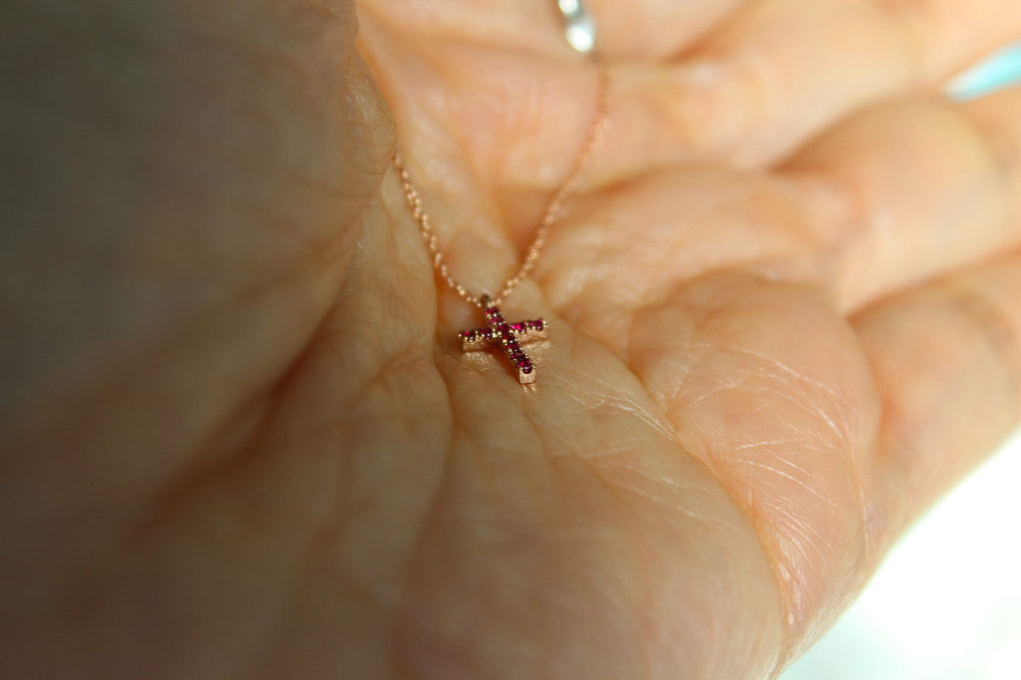 petite ruby cross necklace, ruby cross necklace, ruby cross pendant, cross necklace, baptism gift, confirmation gift, anniversary gift