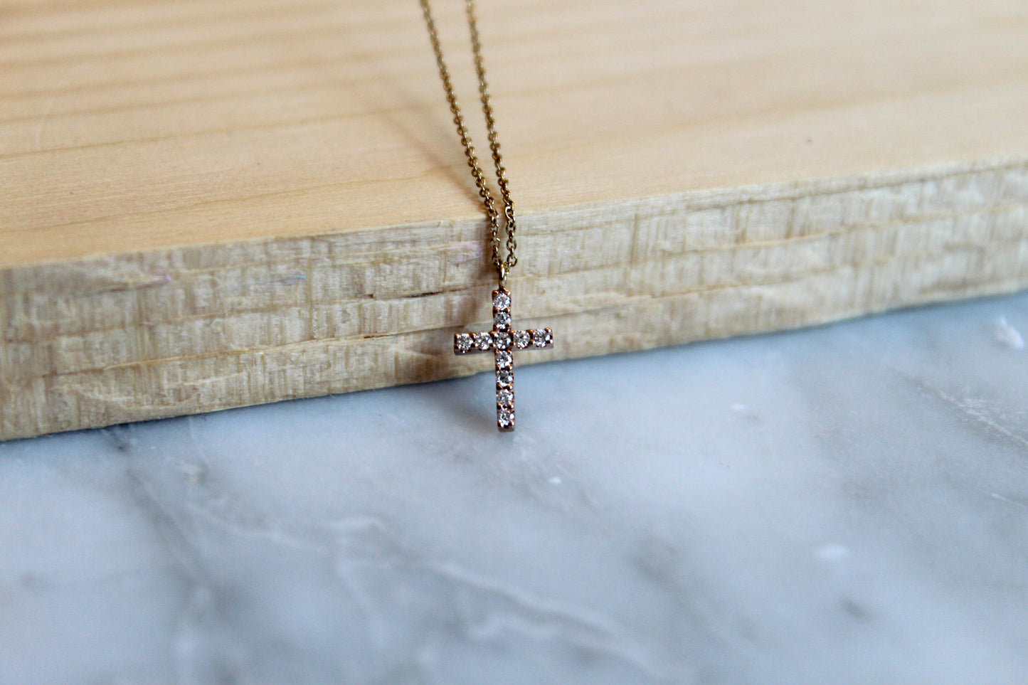 tiny diamond cross necklace